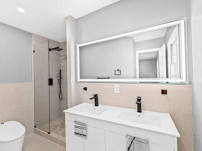 Bathroom, Glass Shower, Interior, Recessed Lighting