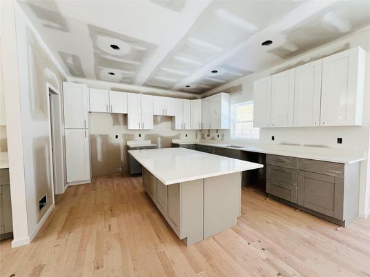 Interior, Kitchen, Recessed Lighting, Wood Texture Flooring
