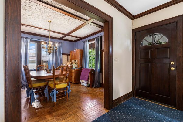 Chandelier, Dining room, Interior, Wood Texture Flooring