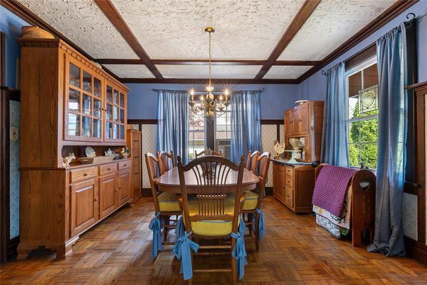 Chandelier, Dining room, Interior, Wood Texture Flooring