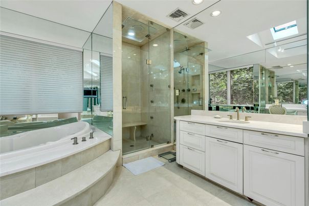 Bathroom, Glass Shower, Interior, Recessed Lighting