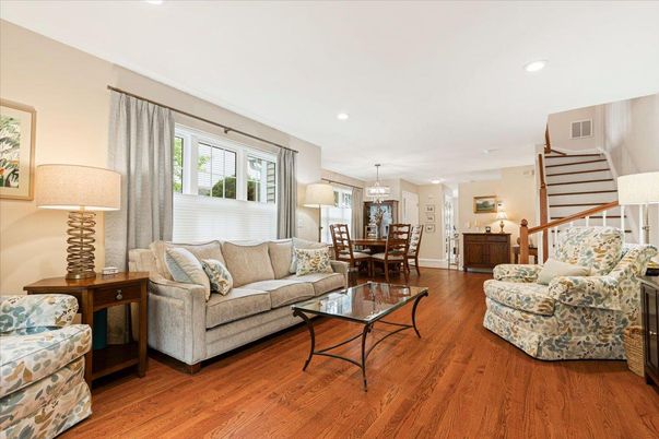 Chandelier, Dining room, Interior, Living room, Recessed Lighting, Wood Texture Flooring