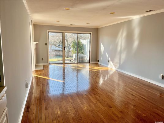 Empty room, Fireplace, Interior, Recessed Lighting, Wood Texture Flooring