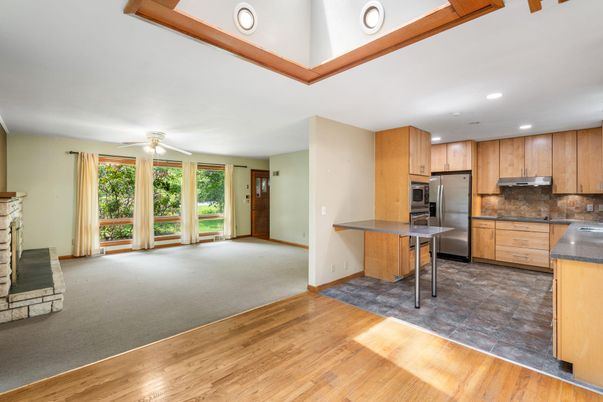 Interior, Kitchen, Recessed Lighting, Wood Texture Flooring