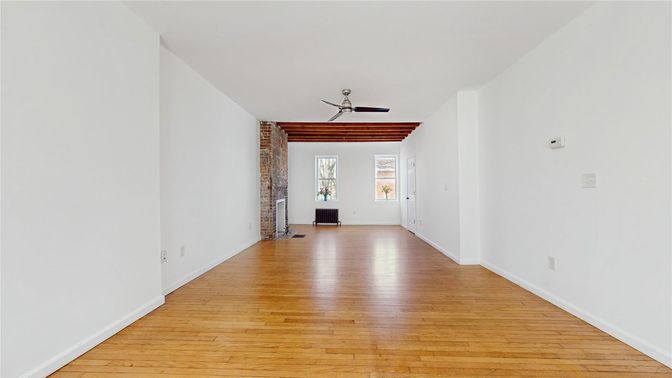 Empty room, Interior, Stone Walls, Wood Texture Flooring