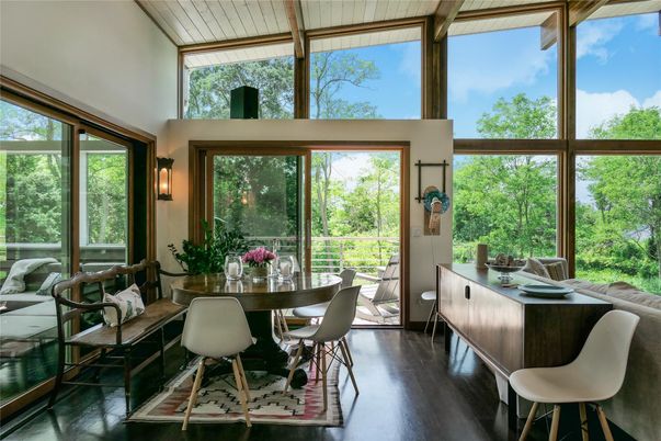 Dining room, Interior, Sun Room, Wood Texture Flooring
