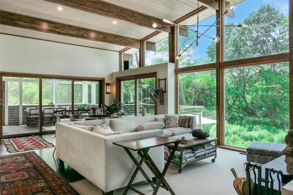 Dining room, Interior, Living room, Recessed Lighting, Sun Room, Wooden Beams, Wooden Ceilings