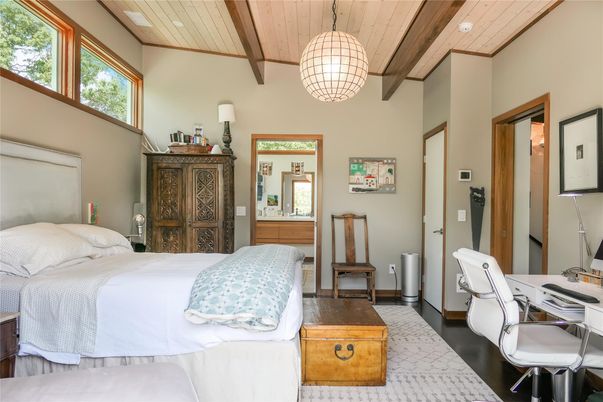 Bedroom, Interior, Pendant Lights, Wooden Beams, Wooden Ceilings