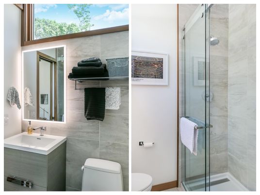 Bathroom, Glass Shower, Interior, Marble Walls