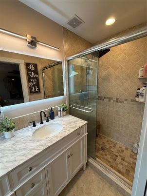 Bathroom, Glass Shower, Interior, Recessed Lighting