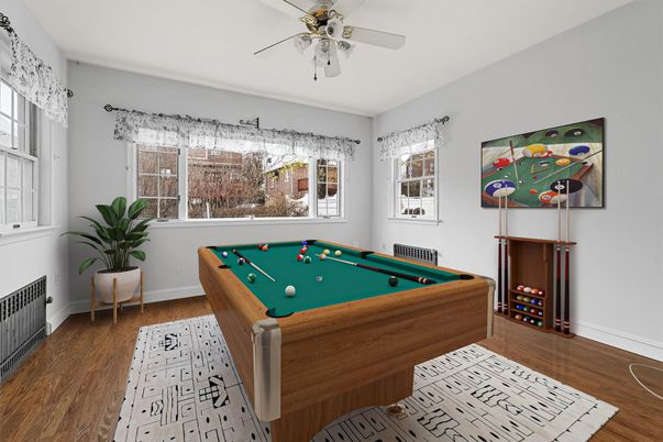 Billiard Table, Game Room, Interior, Wood Texture Flooring
