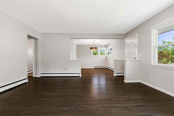 Empty room, Interior, Pendant Lights, Wood Texture Flooring
