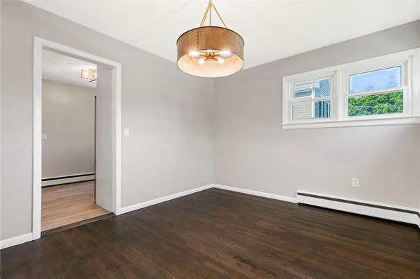 Empty room, Interior, Pendant Lights, Wood Texture Flooring