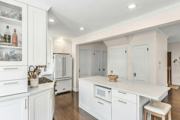 Interior, Kitchen, Recessed Lighting, Wood Texture Flooring
