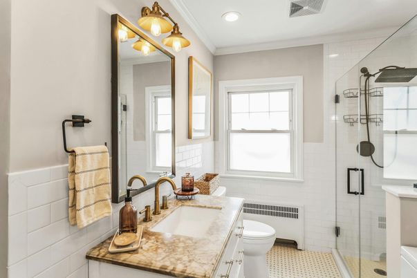 Bathroom, Glass Shower, Interior, Recessed Lighting
