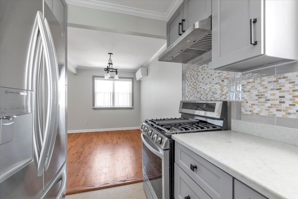 Interior, Kitchen, Pendant Lights, Stainless Steel Appliances, Wood Texture Flooring