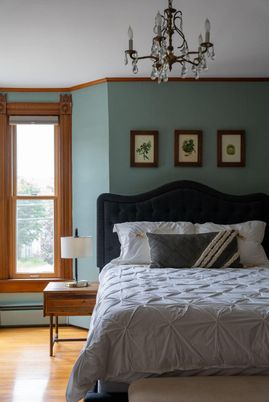Bedroom, Chandelier, Interior, Wood Texture Flooring