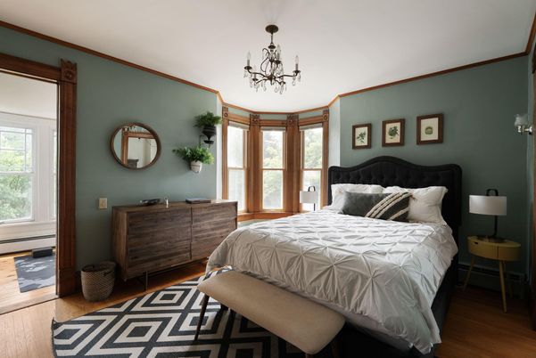 Bedroom, Chandelier, Interior, Wood Texture Flooring