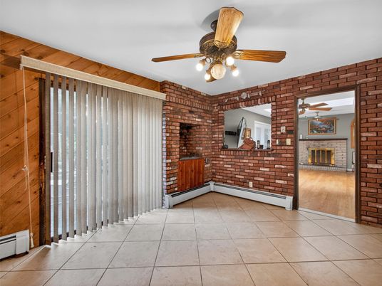 Empty room, Fireplace, Interior, Stone Walls, Wooden Walls