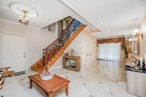 Chandelier, Interior, Marble, Recessed Lighting