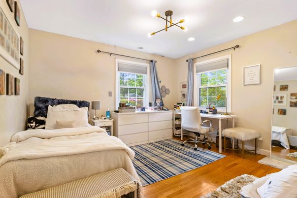 Bedroom, Home Office, Interior, Recessed Lighting, Wood Texture Flooring