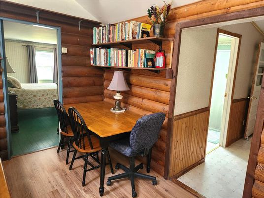 Dining room, Interior, Wood Texture Flooring, Wooden Walls