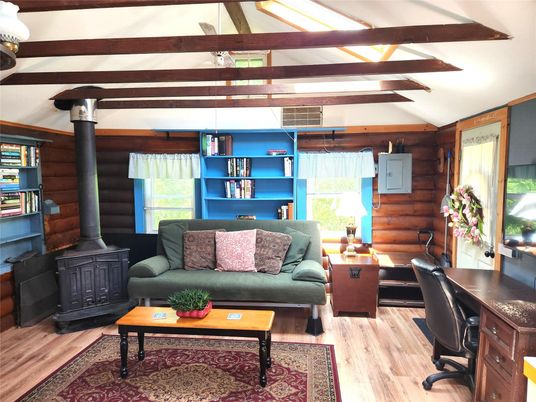 Fireplace, Home Office, Interior, Living room, Wooden Beams, Wood Texture Flooring, Wooden Walls