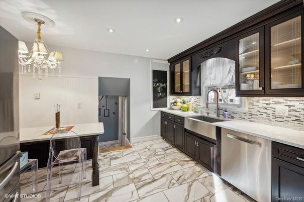 Interior, Kitchen, Marble, Recessed Lighting, Stainless Steel Appliances