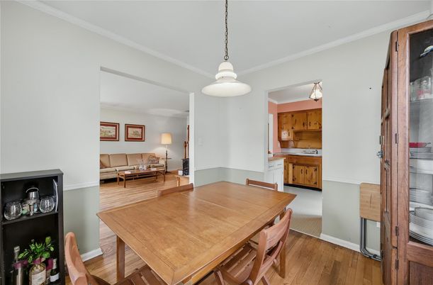 Dining room, Interior, Kitchen, Living room, Pendant Lights, Wood Texture Flooring