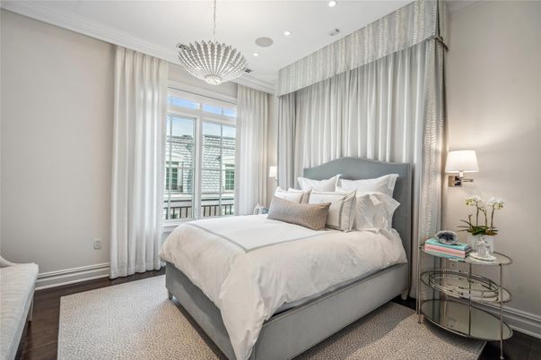 Bedroom, Interior, Pendant Lights, Recessed Lighting, Wood Texture Flooring