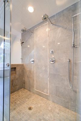 Bathroom, Glass Shower, Interior, Recessed Lighting