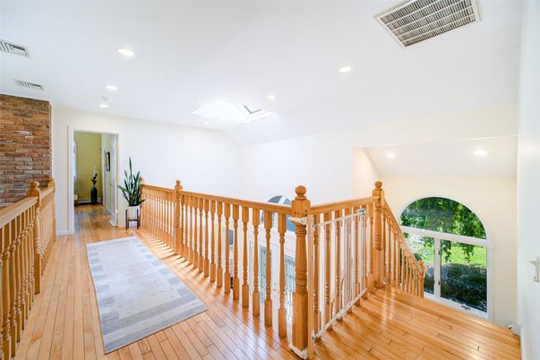 Interior, Recessed Lighting, Stone Walls, Wood Texture Flooring