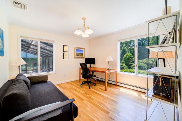 Chandelier, Home Office, Interior, Wood Texture Flooring