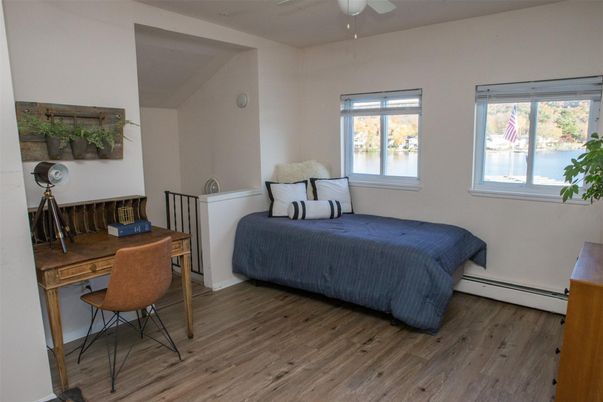 Bedroom, Home Office, Interior, Water, Wood Texture Flooring