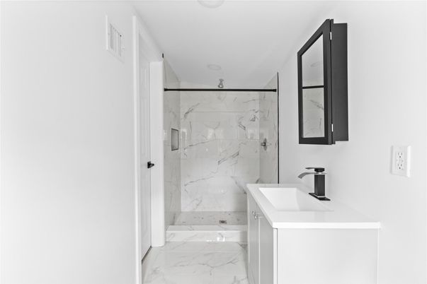 Bathroom, Glass Shower, Interior, Marble, Marble Walls