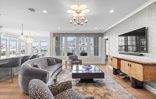 Chandelier, Interior, Living room, Recessed Lighting, Wood Texture Flooring