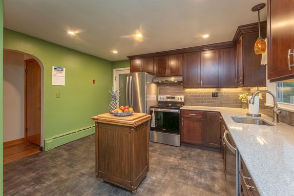 Interior, Kitchen, Pendant Lights, Recessed Lighting, Stainless Steel Appliances