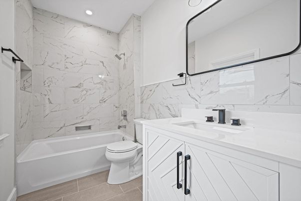 Bathroom, Interior, Marble Walls, Recessed Lighting