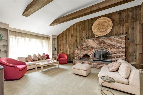 Fireplace, Interior, Living room, Wooden Beams, Wooden Walls