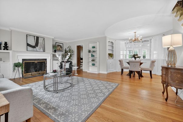 Chandelier, Dining room, Fireplace, Interior, Living room, Wood Texture Flooring