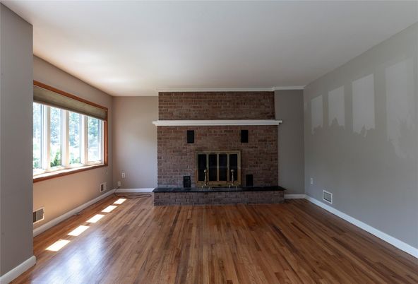 Empty room, Fireplace, Interior, Stone Walls, Wood Texture Flooring