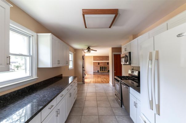 Fireplace, Interior, Kitchen, Wood Texture Flooring
