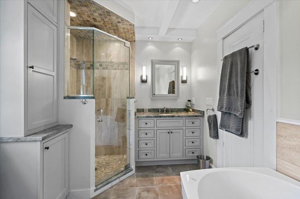 Bathroom, Glass Shower, Interior, Recessed Lighting
