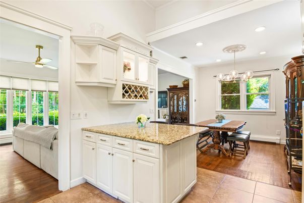 Dining room, Interior, Pendant Lights, Recessed Lighting, Wood Texture Flooring