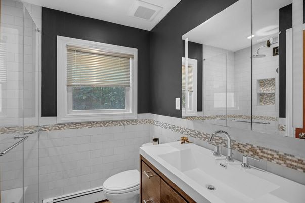 Bathroom, Glass Shower, Interior, Recessed Lighting