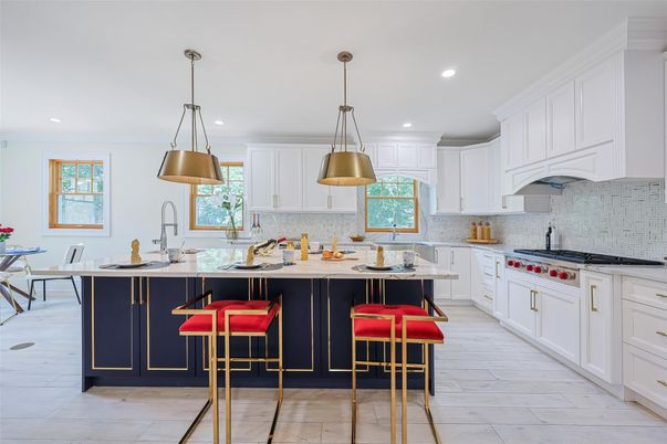 Interior, Kitchen, Marble, Pendant Lights, Recessed Lighting, Stainless Steel Appliances, Wood Texture Flooring
