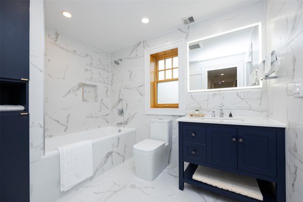 Bathroom, Interior, Marble, Marble Walls, Recessed Lighting