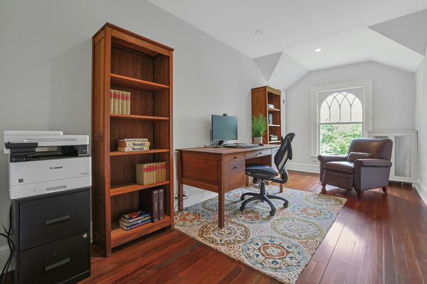Home Office, Interior, Recessed Lighting, Wood Texture Flooring