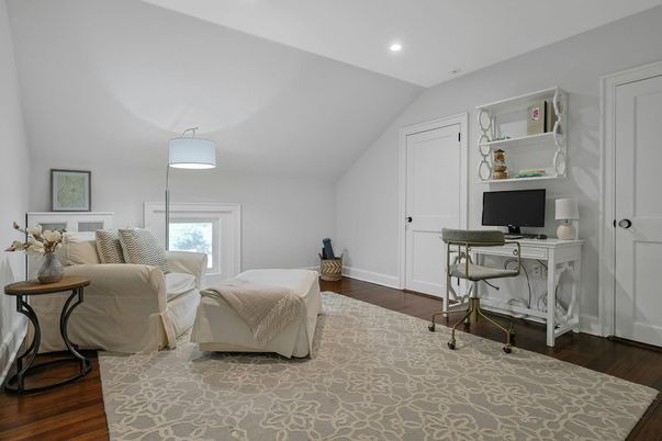Bedroom, Home Office, Interior, Recessed Lighting, Wood Texture Flooring