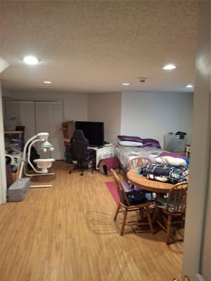 Bedroom, Home Office, Interior, Recessed Lighting, Wood Texture Flooring